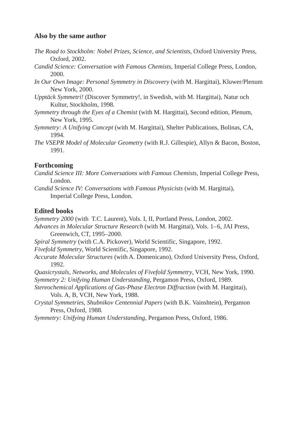 Candid Science II: Conversations with Famous Biomedical Scientists (Pt.2) by Magdolna Hargittai Istvan Hargittai