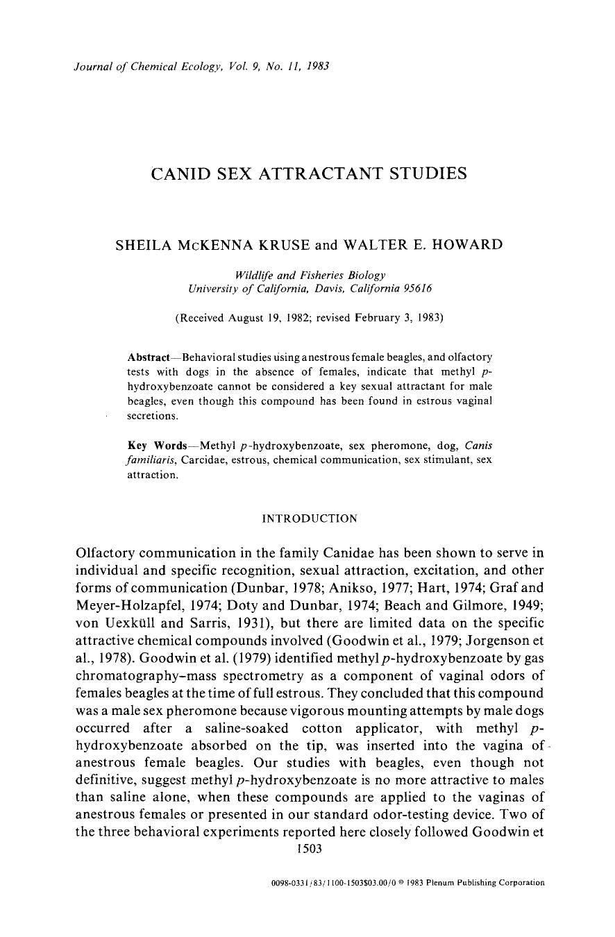 Canid sex attractant studies by Unknown
