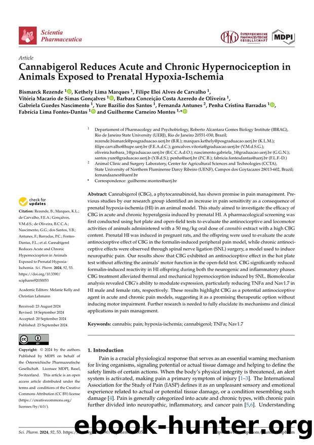 Cannabigerol Reduces Acute and Chronic Hypernociception in Animals Exposed to Prenatal Hypoxia-Ischemia by unknow