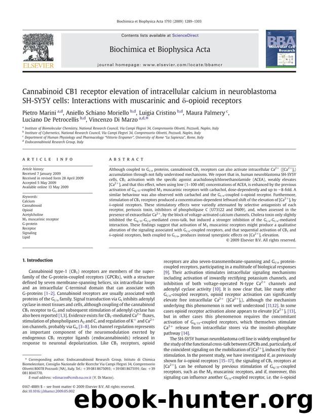 Cannabinoid CB1 receptor elevation of intracellular calcium in neuroblastoma SH-SY5Y cells: Interactions with muscarinic and Î´-opioid receptors by unknow