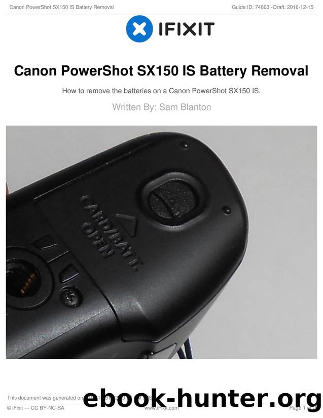 Canon PowerShot SX150 IS Battery Removal by Unknown