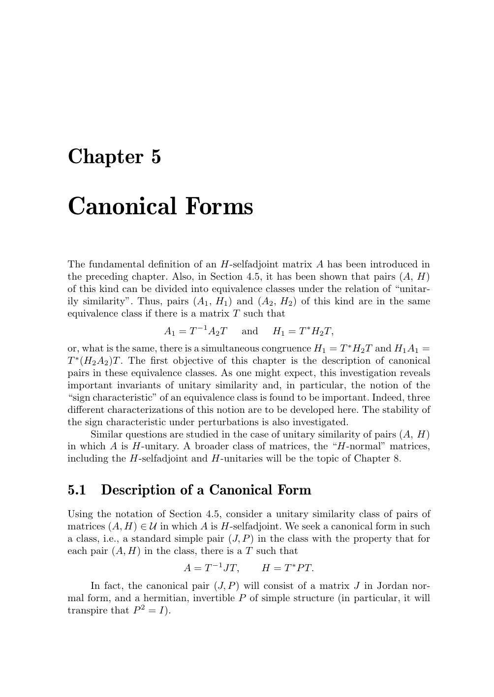 Canonical Forms by Unknown