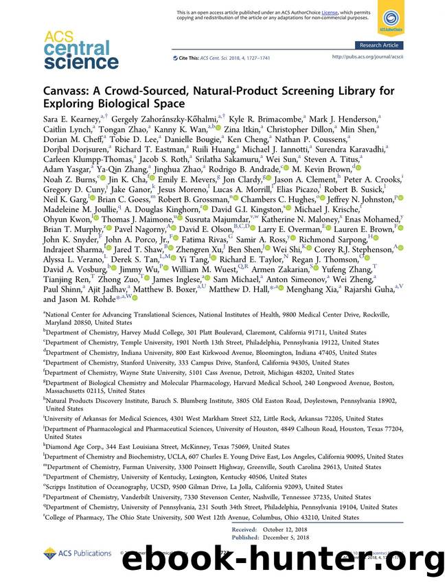 Canvass: A Crowd-Sourced, Natural-Product Screening Library for Exploring Biological Space by unknow