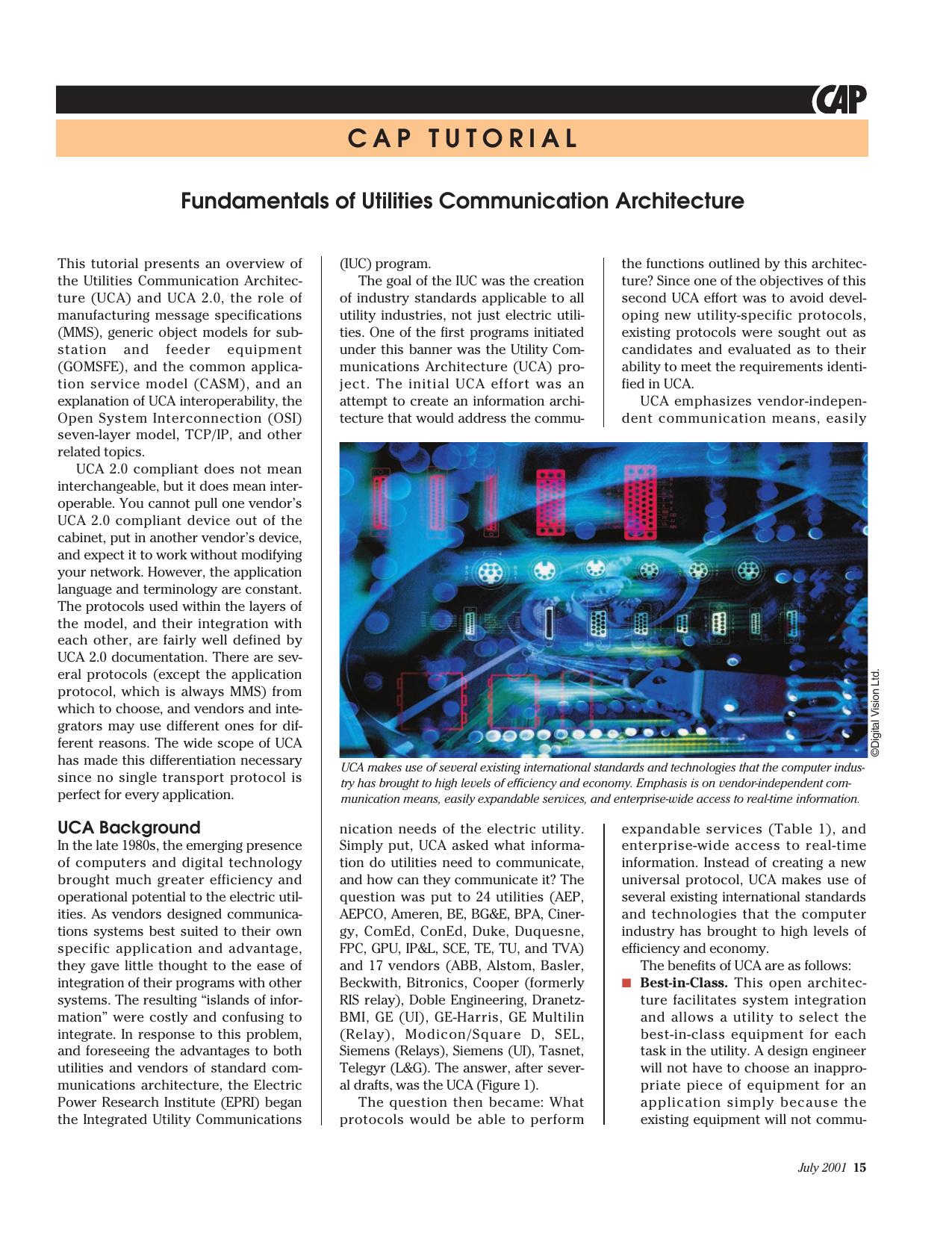 Cap tutorial - fundamentals of utilities communication architecture - IEEE Computer Applications in Power by Unknown