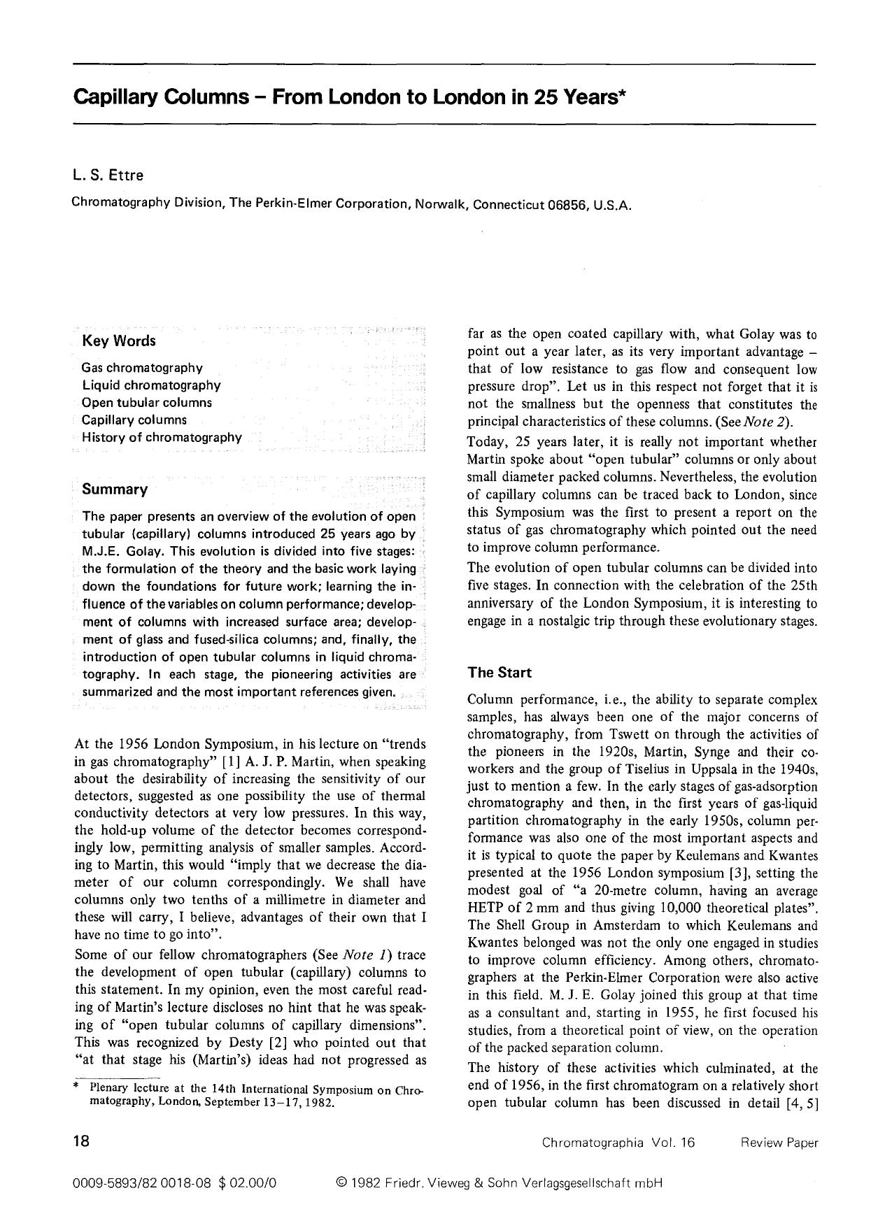 Capillary columns-from London to London in 25 years by Unknown