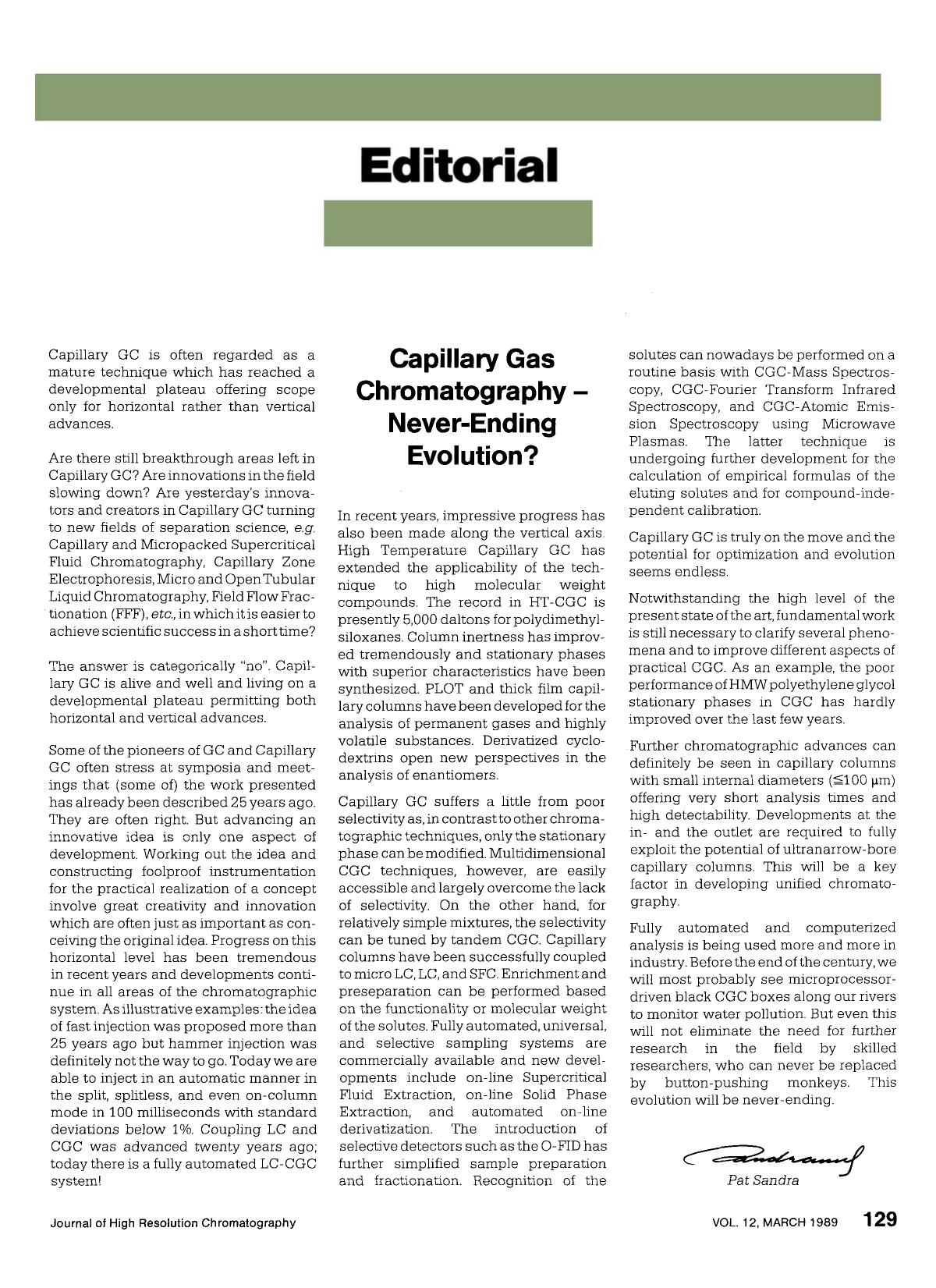 Capillary gas chromatography - never-ending evolution? by Unknown