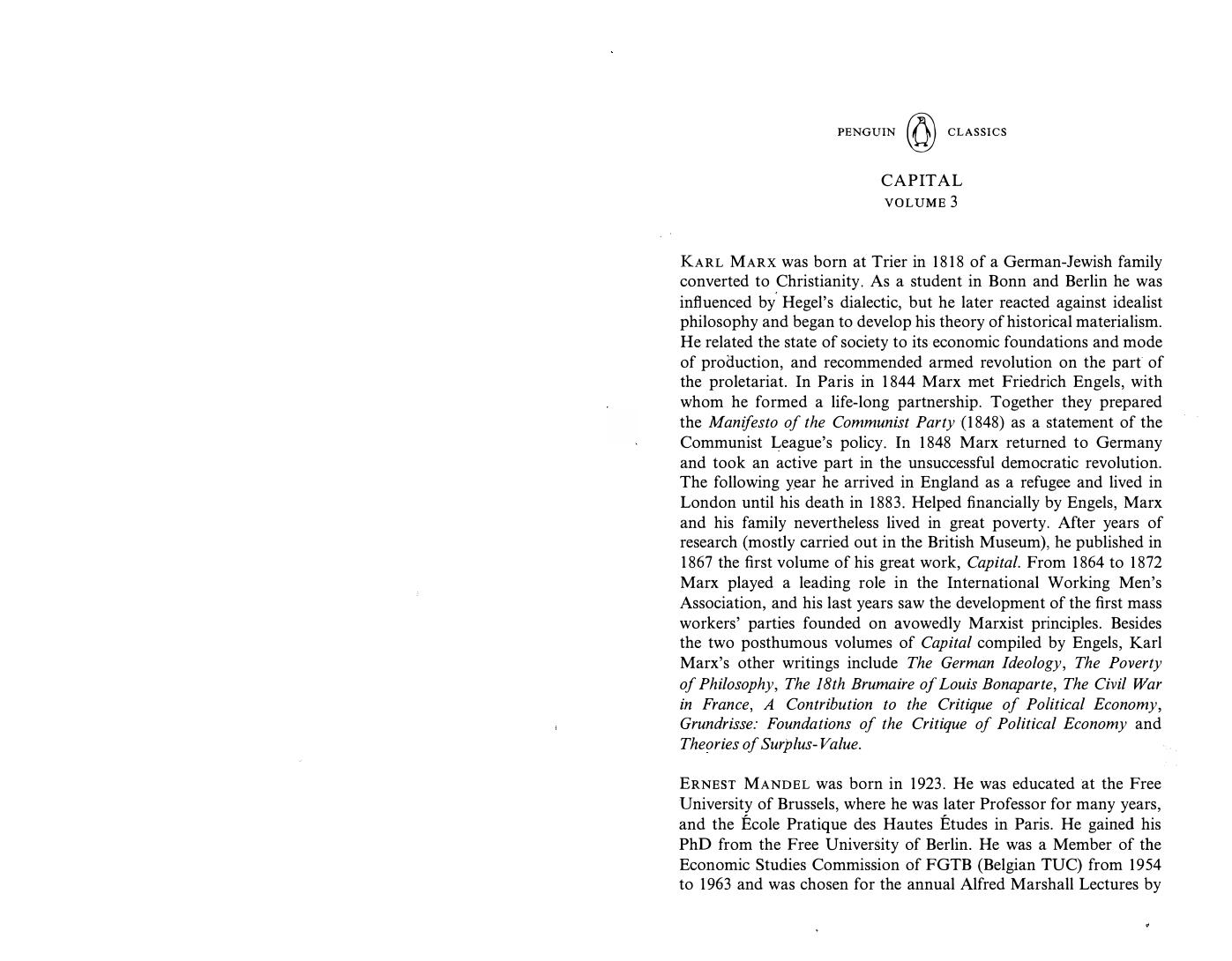 Capital A Critique of Political Economy, Vol. 3 (Penguin Classics) by Unknown