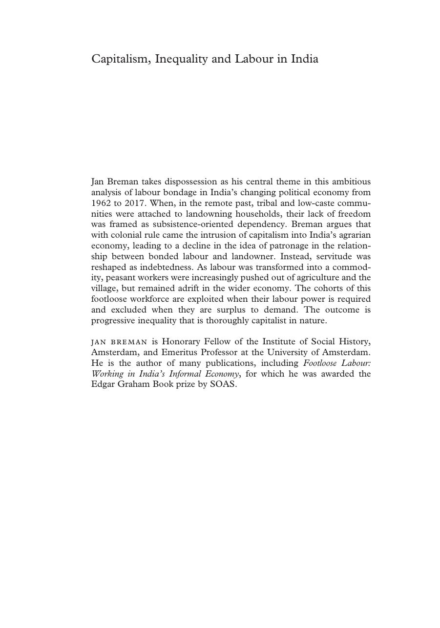 Capitalism, Inequality and Labour in India by unknow