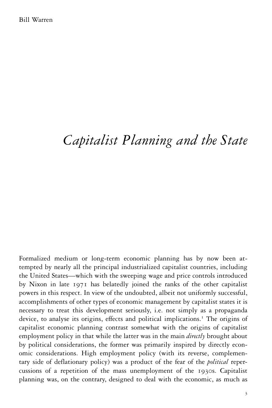 Capitalist Planning and the State by Bill Warren