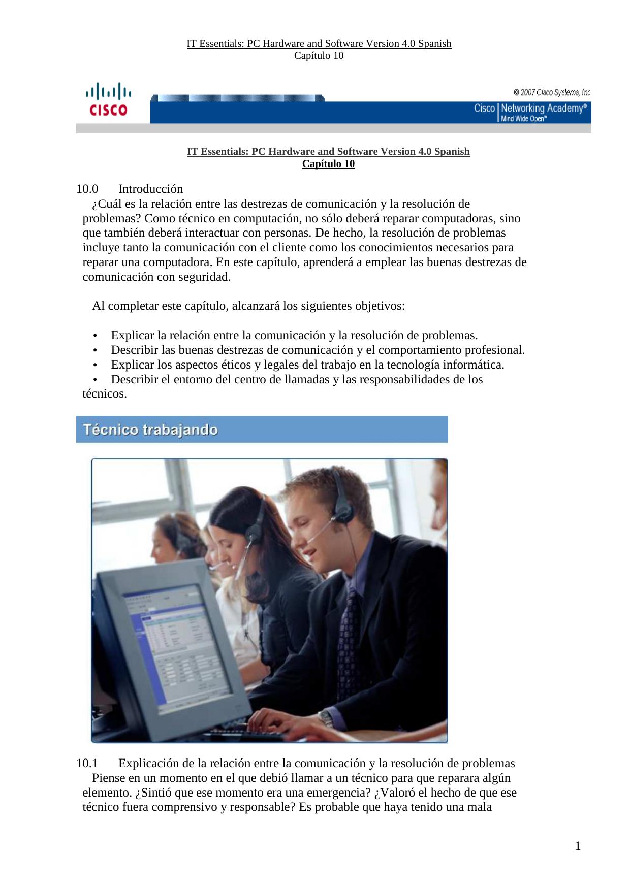 Capitulo 10 PC Hardware and Software Version 4.0 Spanish by ()