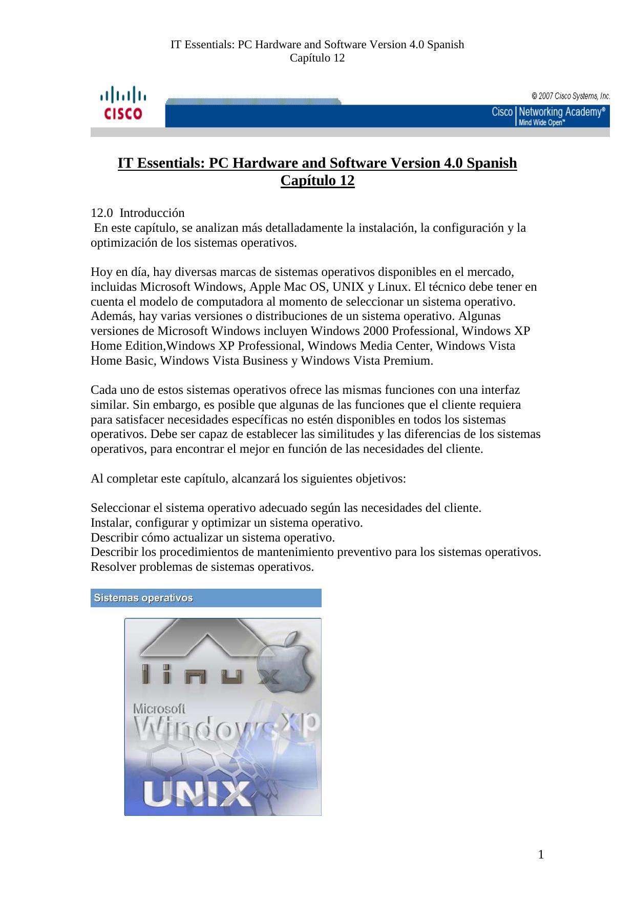Capitulo 12 PC Hardware and Software Version 4.0 Spanish by ()