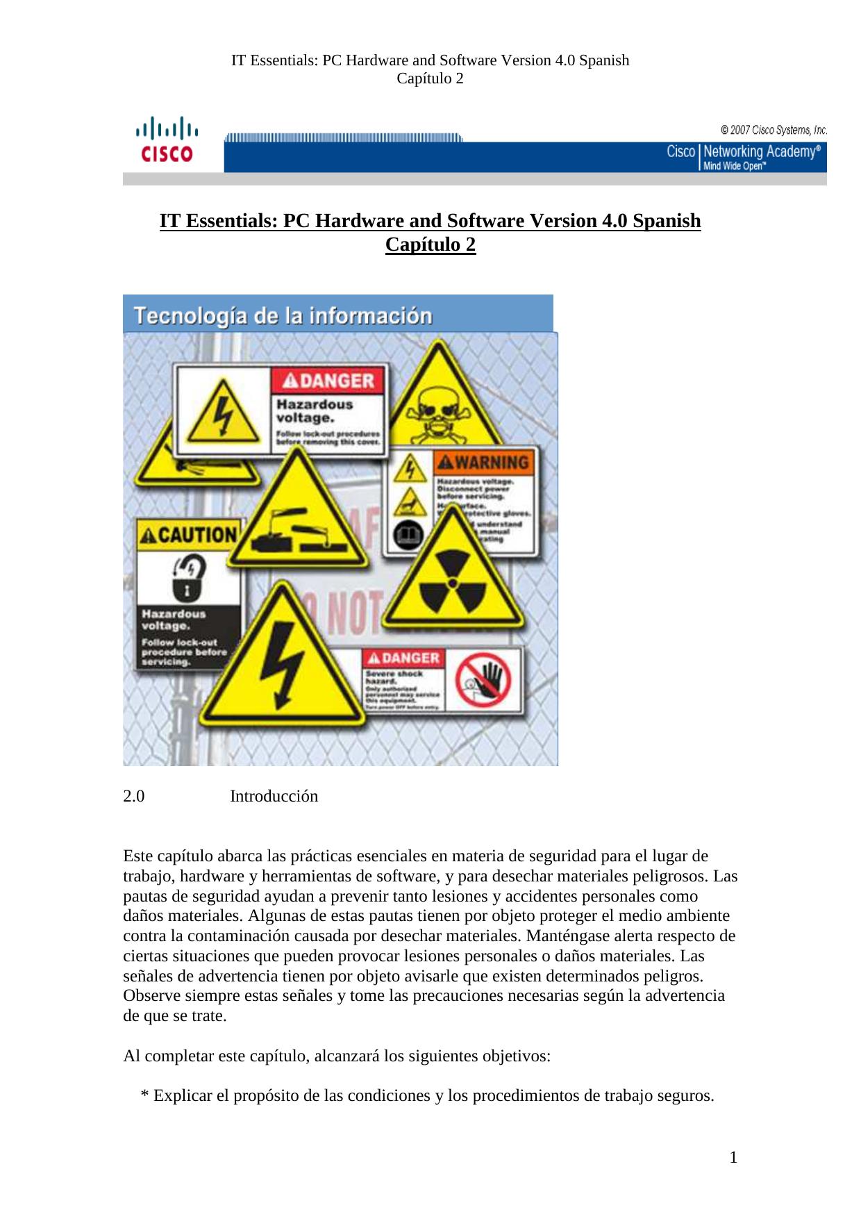 Capitulo 2 PC Hardware and Software Version 4.0 Spanish by ()