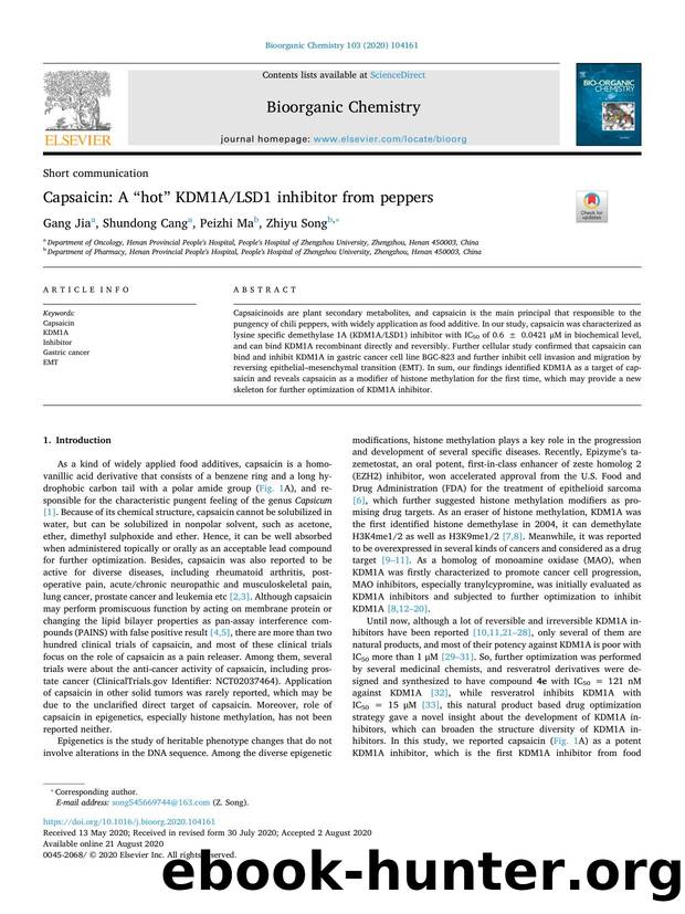 Capsaicin_ A âhotâ KDM1ALSD1 inhibitor from peppers by Gang Jia & Shundong Cang & Peizhi Ma & Zhiyu Song