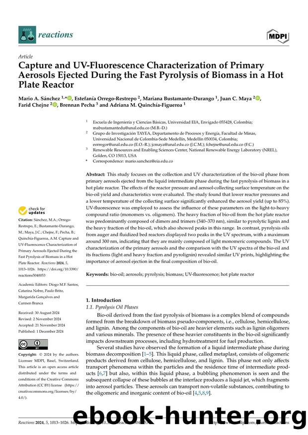 Capture and UV-Fluorescence Characterization of Primary Aerosols Ejected During the Fast Pyrolysis of Biomass in a Hot Plate Reactor by unknow