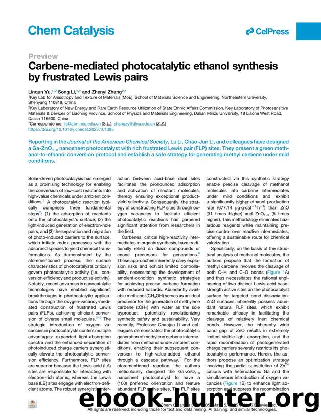 Carbene-mediated photocatalytic ethanol synthesis by frustrated Lewis pairs by Linqun Yu