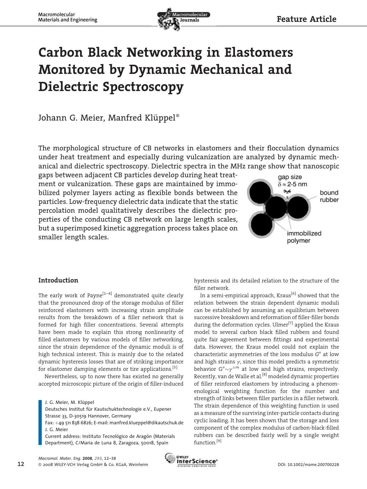 Carbon Black Networking in Elastomers Monitored by Dynamic Mechanical and Dielectric Spectroscopy by Unknown