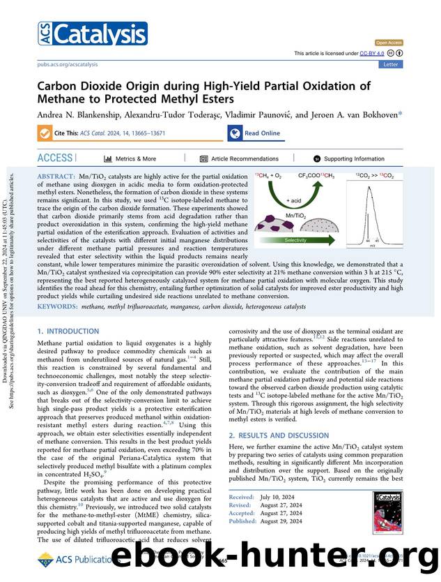 Carbon Dioxide Origin during High-Yield Partial Oxidation of Methane to Protected Methyl Esters by Andrea N. Blankenship Alexandru-Tudor Toderaşc Vladimir Paunović & Jeroen A. van Bokhoven