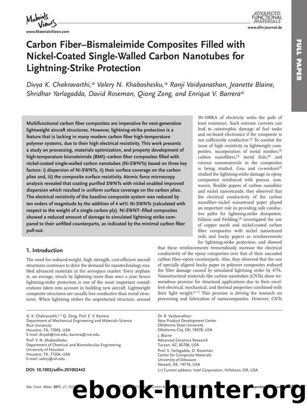 Carbon FiberBismaleimide Composites Filled with NickelCoated SingleWalled Carbon Nanotubes for LightningStrike Protection by wcu