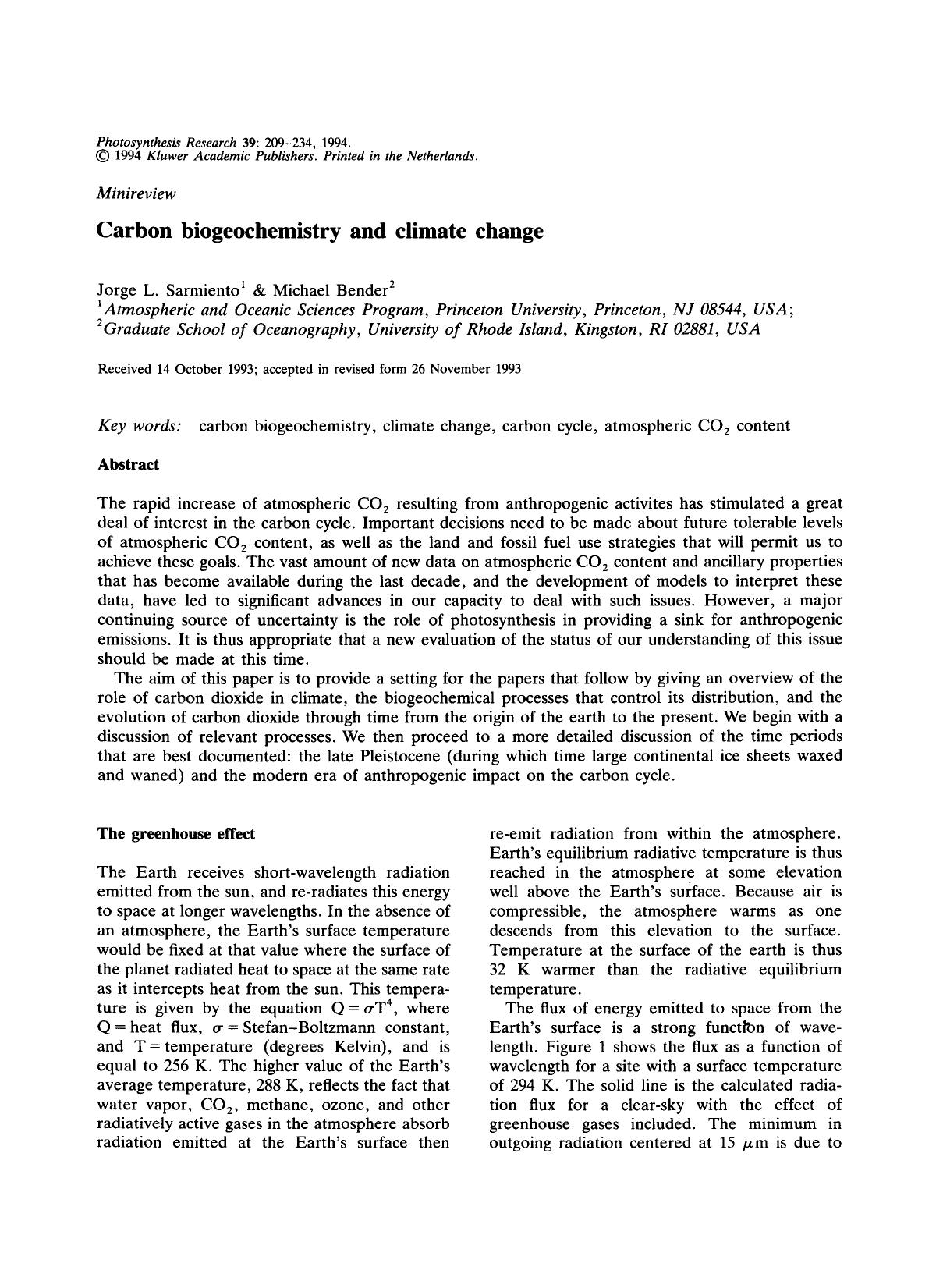Carbon biogeochemistry and climate change by Unknown