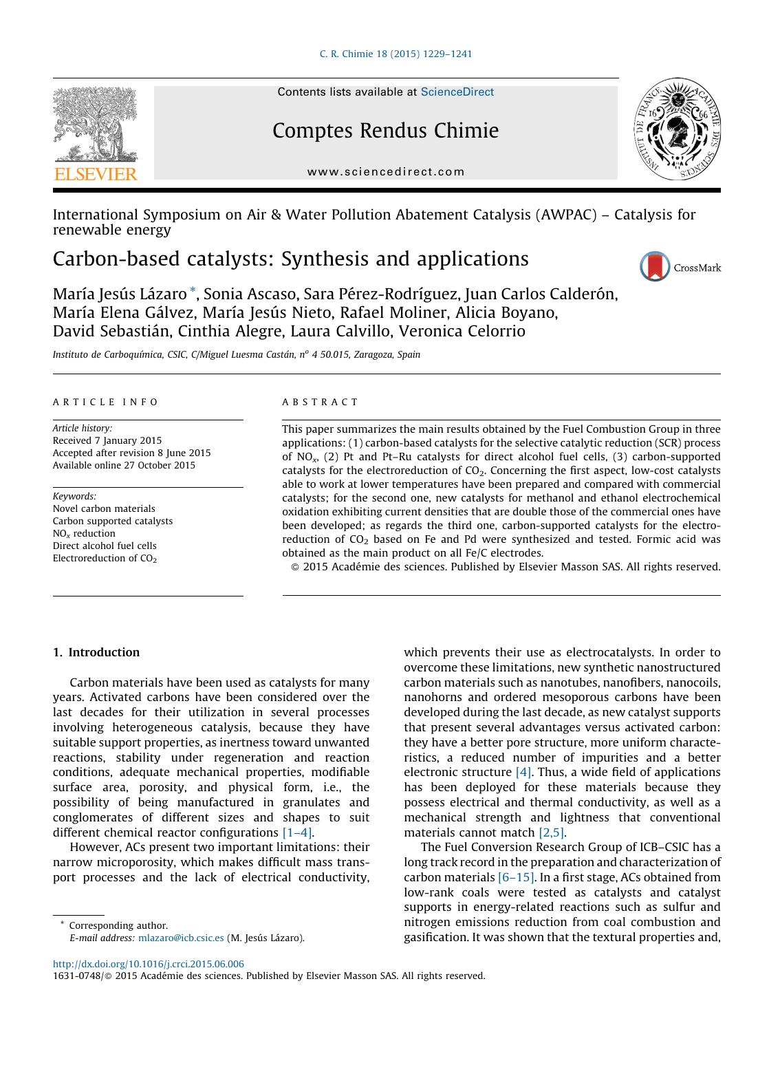 Carbon-based catalysts: Synthesis and applications by unknow