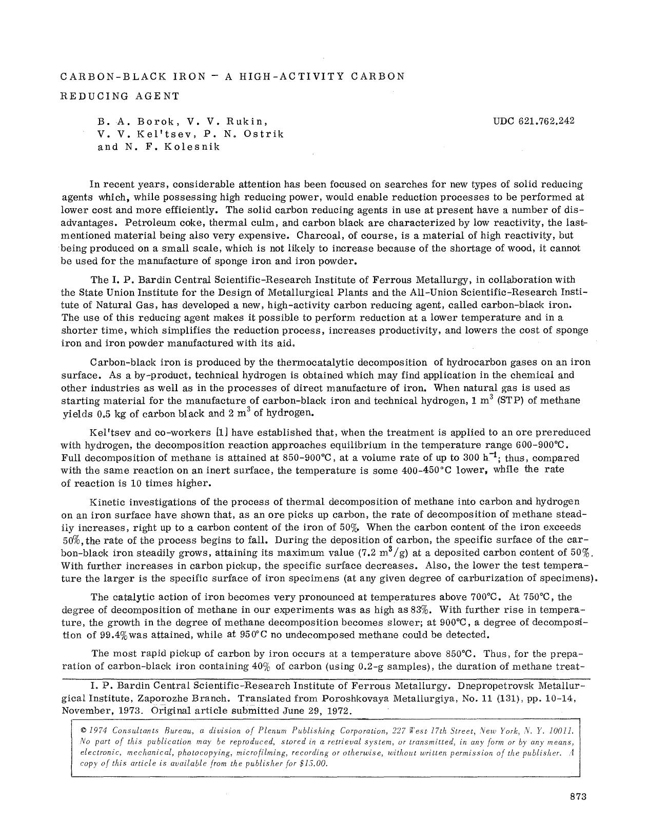 Carbon-black iron — A high-activity carbon reducing agent by Unknown