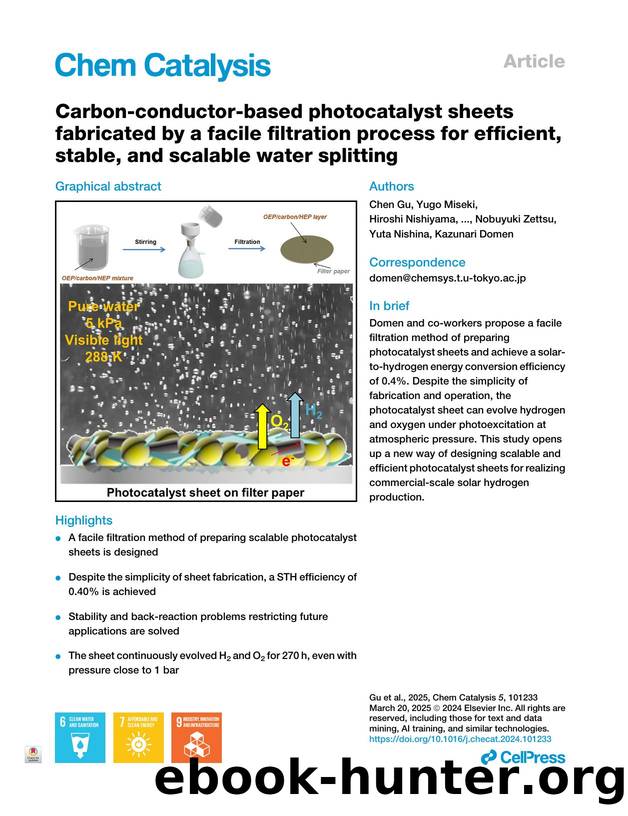 Carbon-conductor-based photocatalyst sheets fabricated by a facile filtration process for efficient, stable, and scalable water splitting by unknow