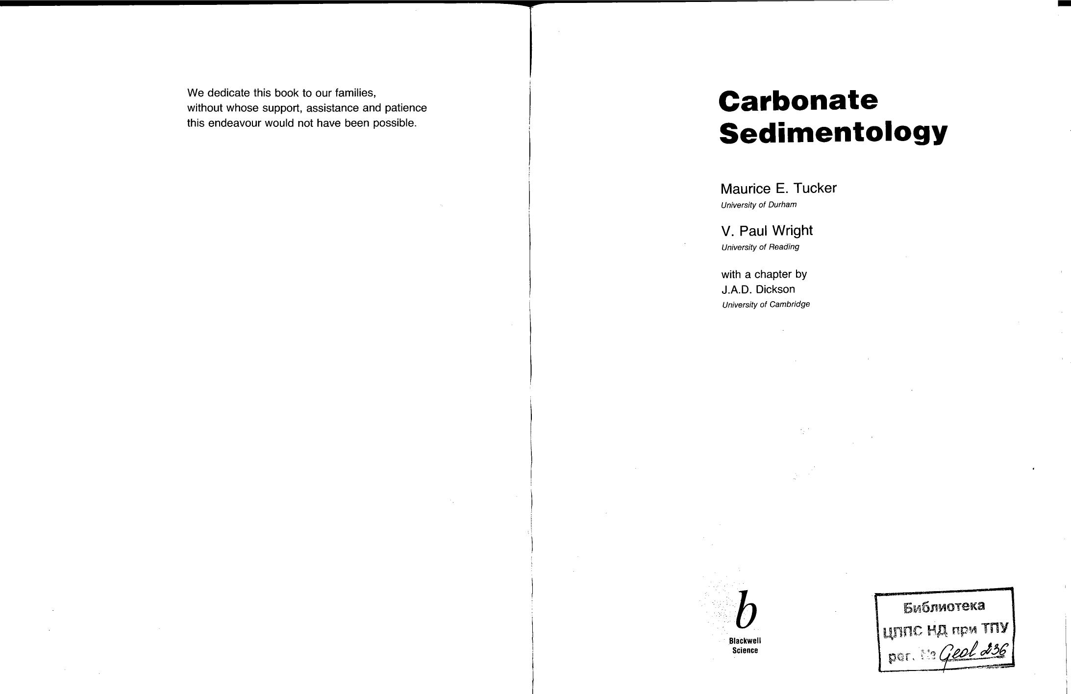 Carbonates sedimentology by Maurice E. Tucker V. Paul Wright