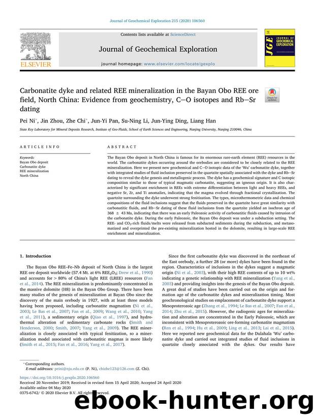 Carbonatite dyke and related REE mineralization in the Bayan Obo REE ore field, North China_ Evidence from geochemistry, CO isotopes and RbSr dating by Pei Ni & Jin Zhou & Zhe Chi & Jun-Yi Pan & Su-Ning Li & Jun-Ying Ding & Liang Han