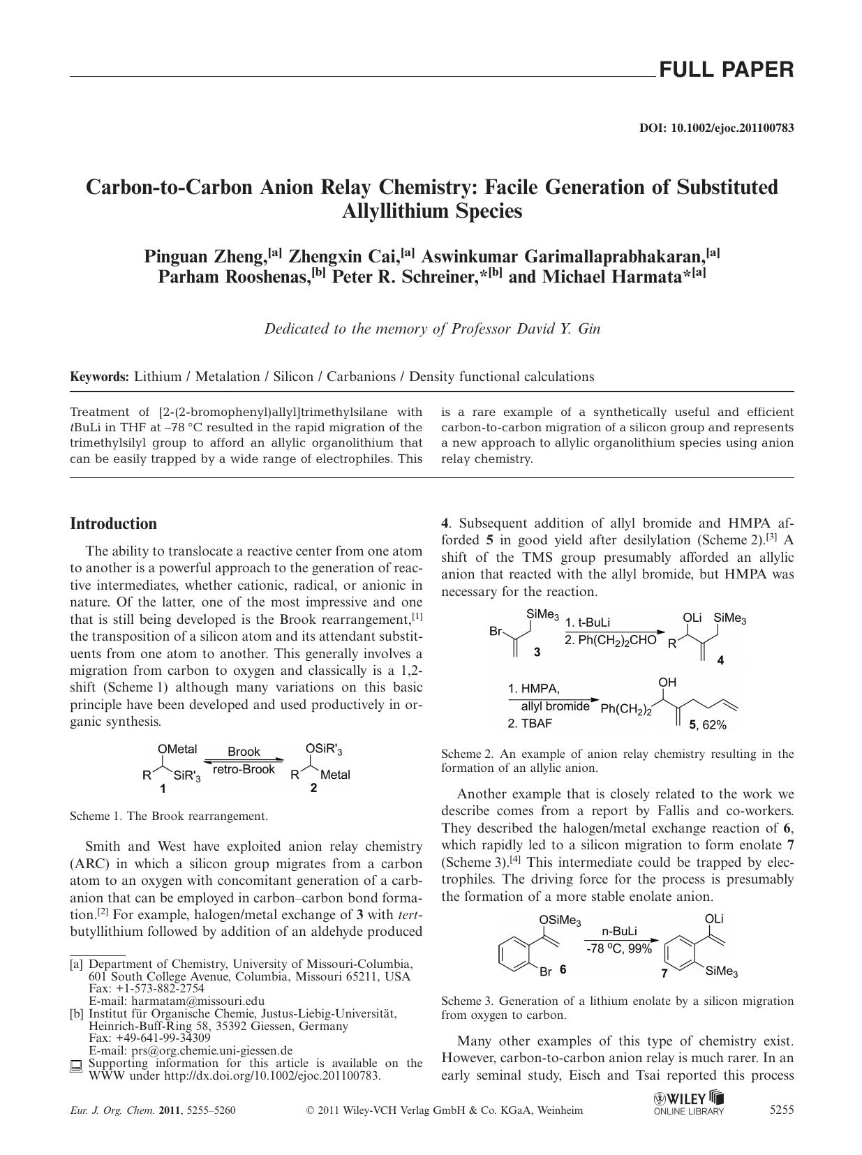 CarbontoCarbon Anion Relay Chemistry: Facile Generation of Substituted Allyllithium Species by Unknown
