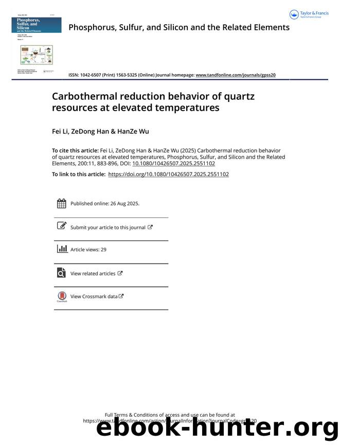 Carbothermal reduction behavior of quartz resources at elevated temperatures by Li Fei & Han ZeDong & Wu HanZe