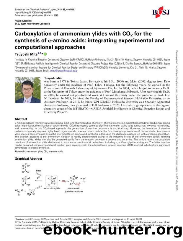 Carboxylation of ammonium ylides with CO2 for the synthesis of Î±-amino acids: integrating experimental and computational approaches by Tsuyoshi Mita