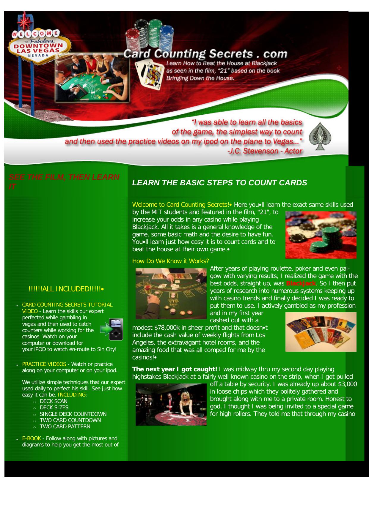 Card Counting Secrets - For BlackJack From The Film 21. by Best of Kuszter's Collection