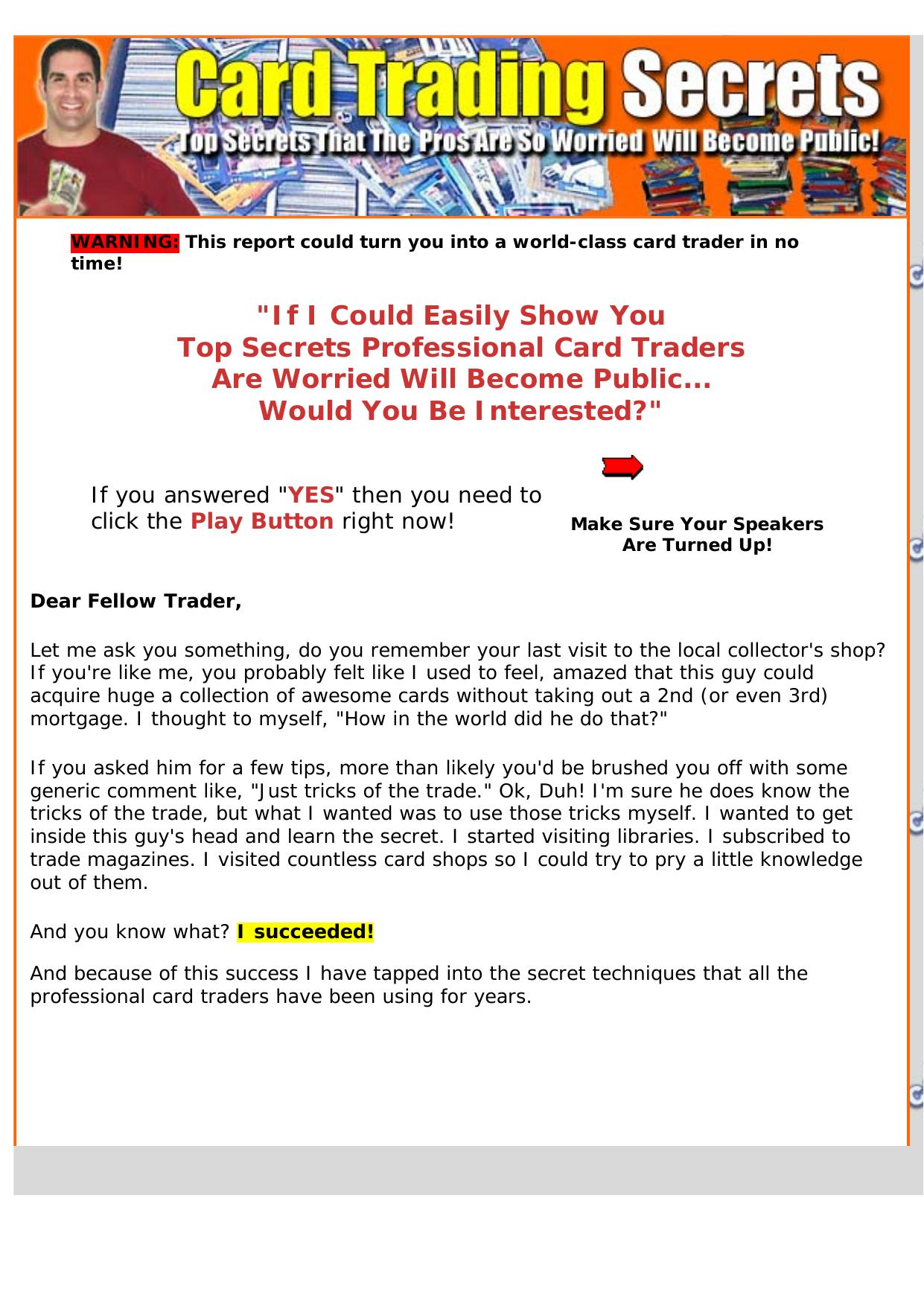 Card Trading Secrets. by Best of Kuszter's Collection