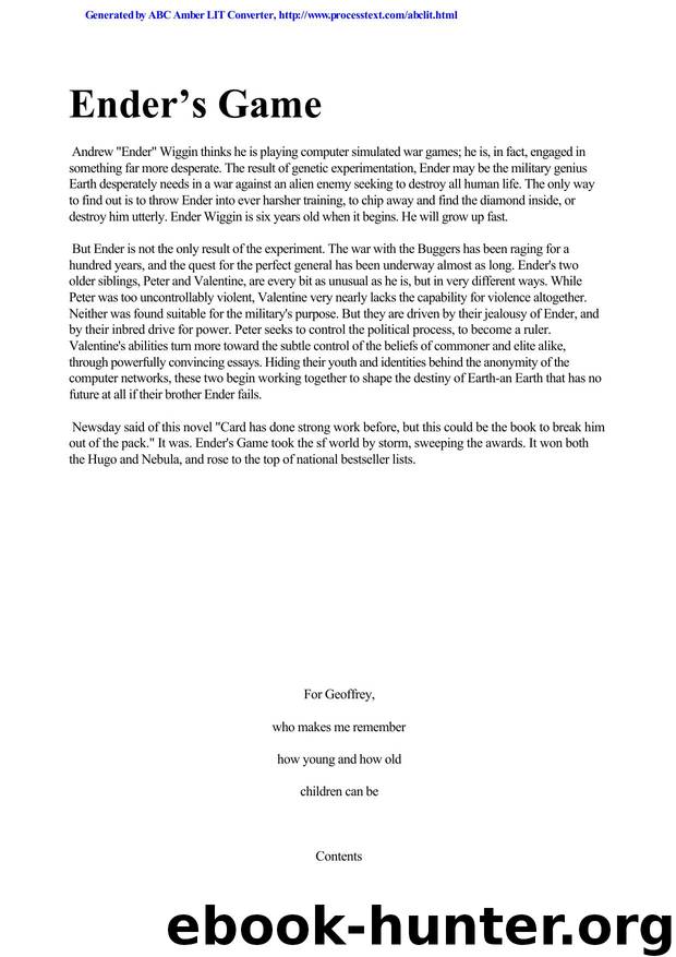 Card, Orson Scott - Ender's Saga 01 - Ender's Game by Card Orson Scott