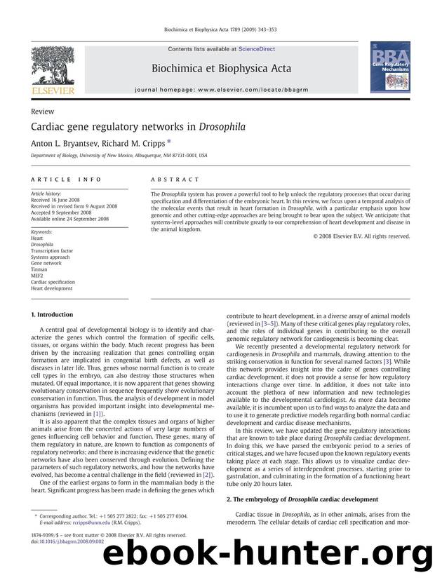 Cardiac gene regulatory networks in Drosophila by Anton L. Bryantsev; Richard M. Cripps