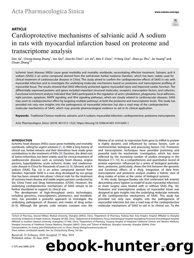 Cardioprotective mechanisms of salvianic acid A sodium in rats with myocardial infarction based on proteome and transcriptome analysis by unknow