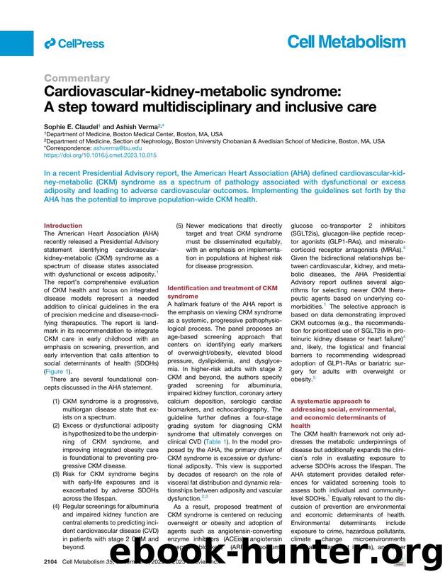 Cardiovascular-kidney-metabolic syndrome: A step toward multidisciplinary and inclusive care by Sophie E. Claudel & Ashish Verma