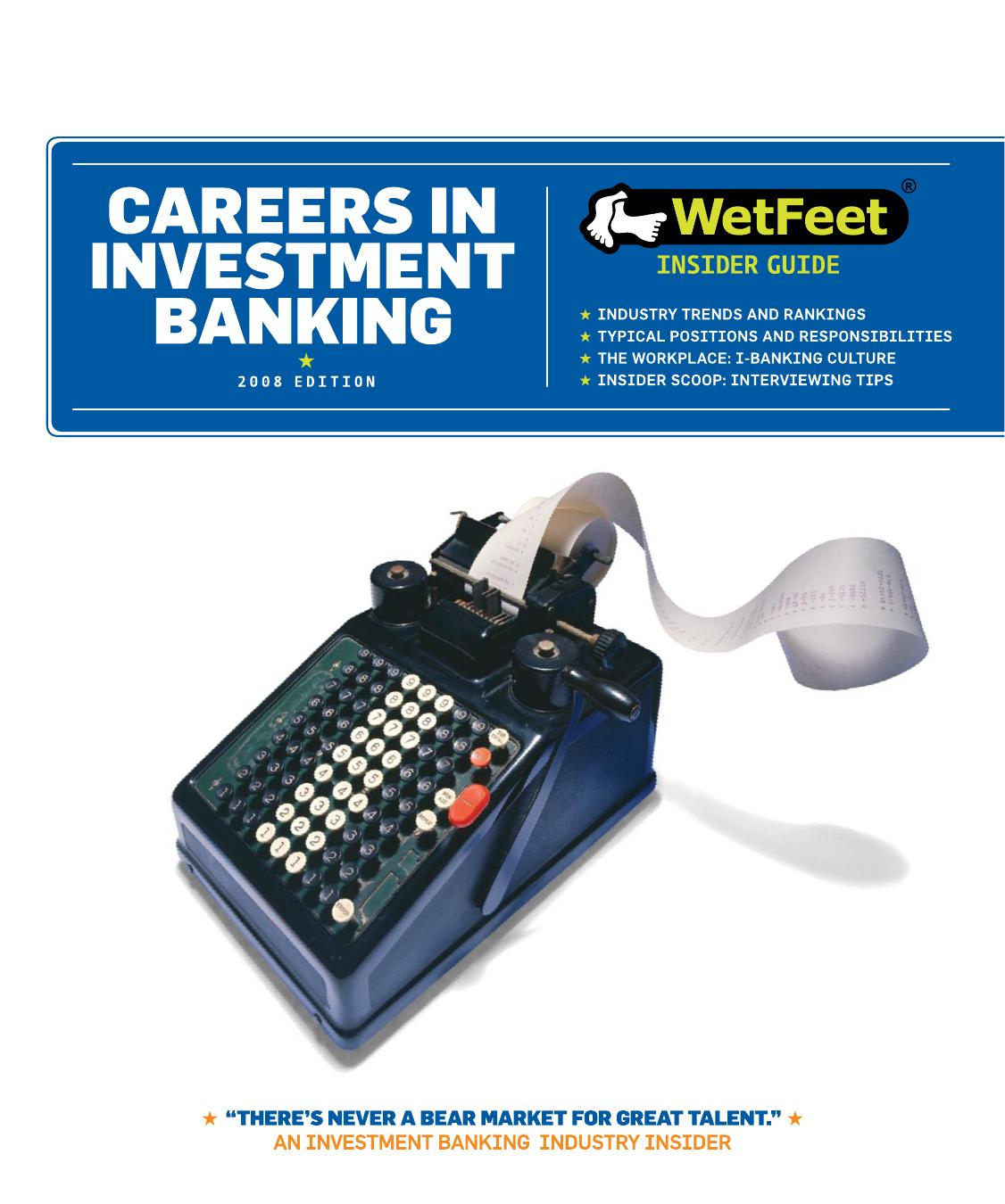 Careers in Investment Banking by WetFeet
