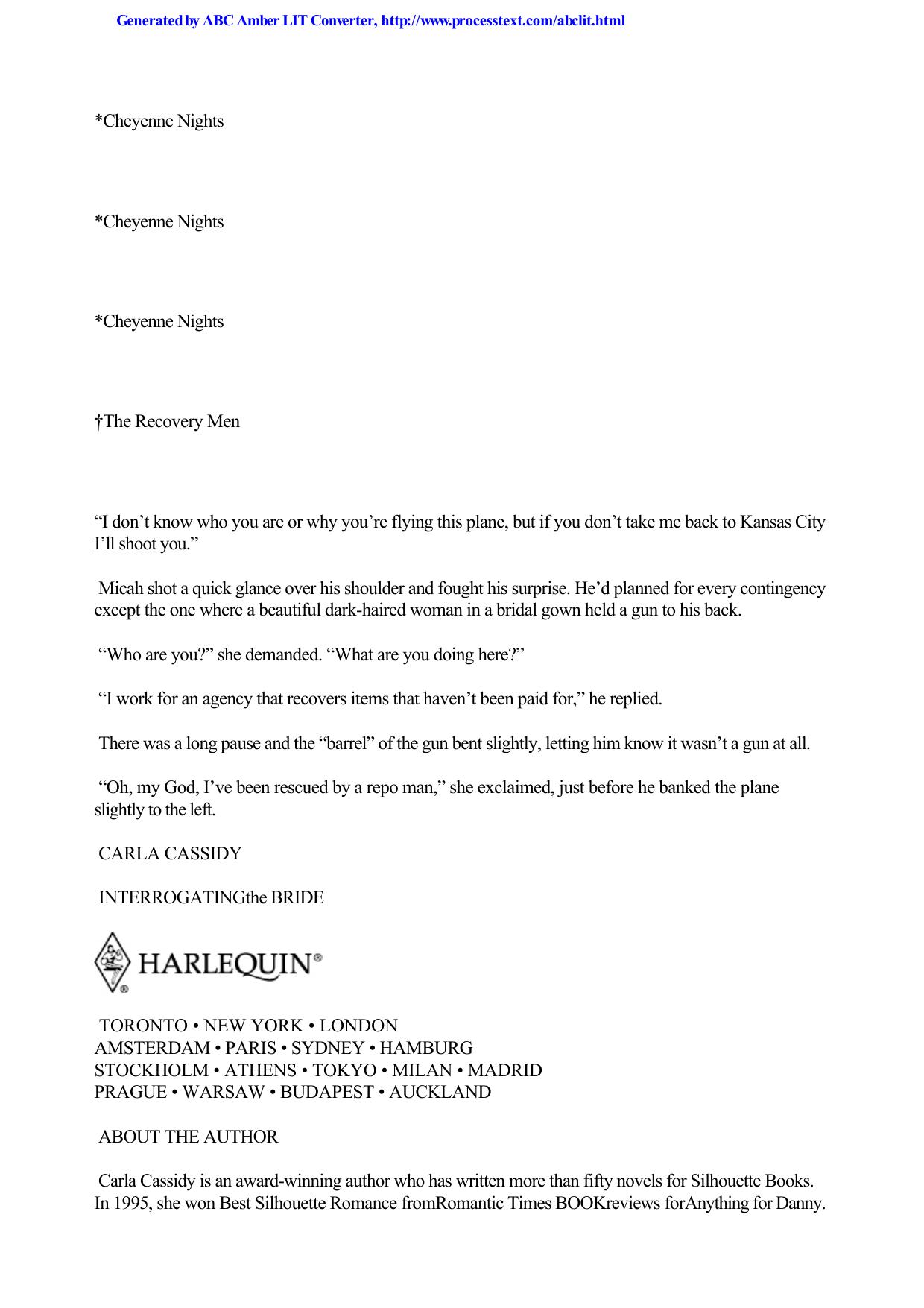 Carla Cassidy by Interrogating the Bride