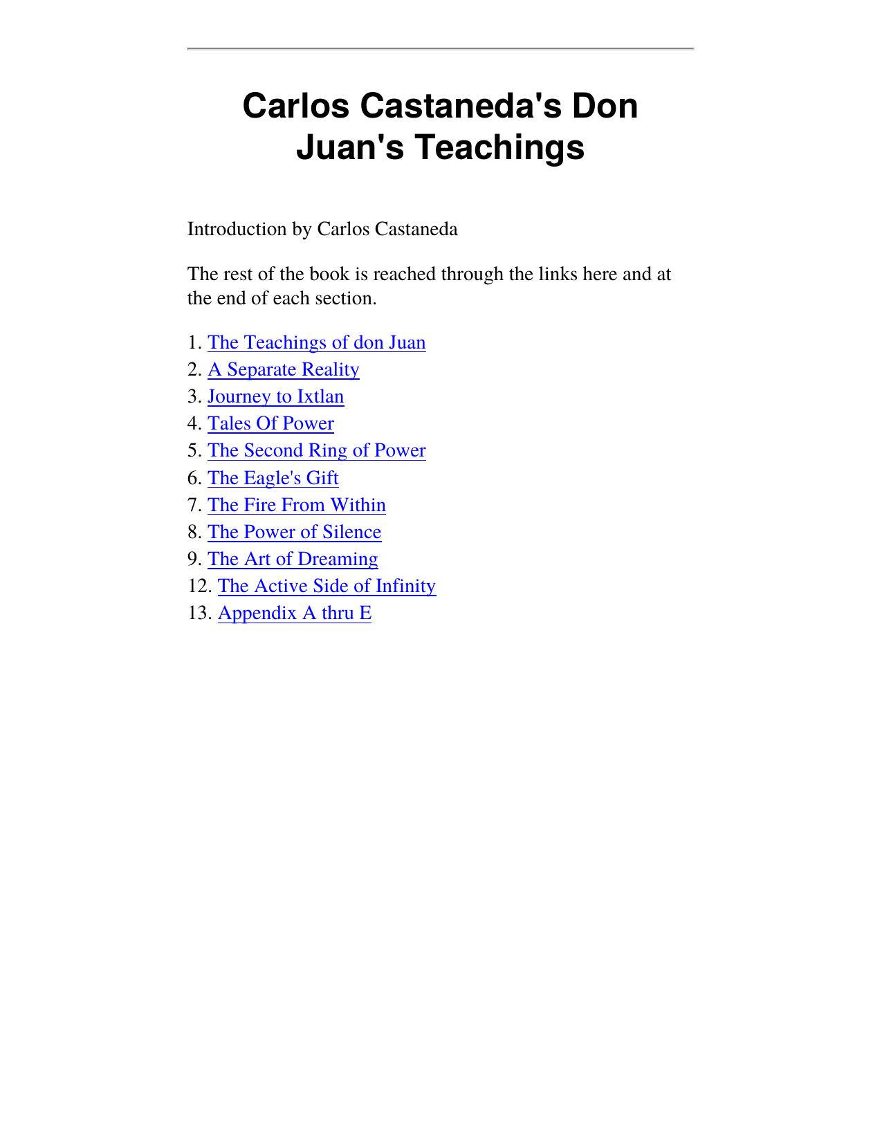 Carlos Castaneda's don Juan's Teachings by don Juan's Teachings