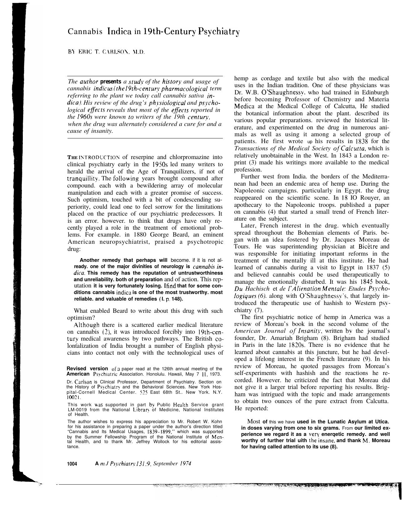 Carlson 74 Cannabis and Psychiatry Am J Psychiatr by Unknown