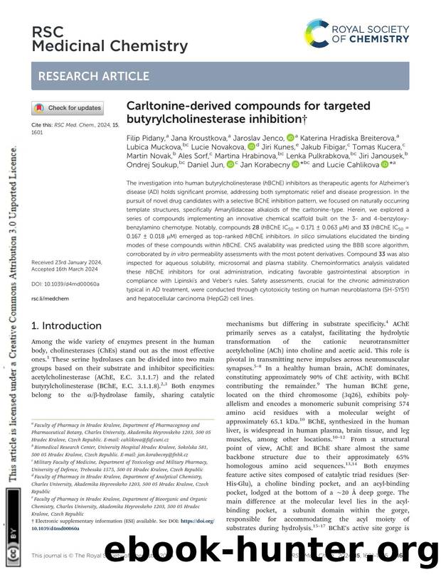 Carltonine-derived compounds for targeted butyrylcholinesterase inhibition by unknow