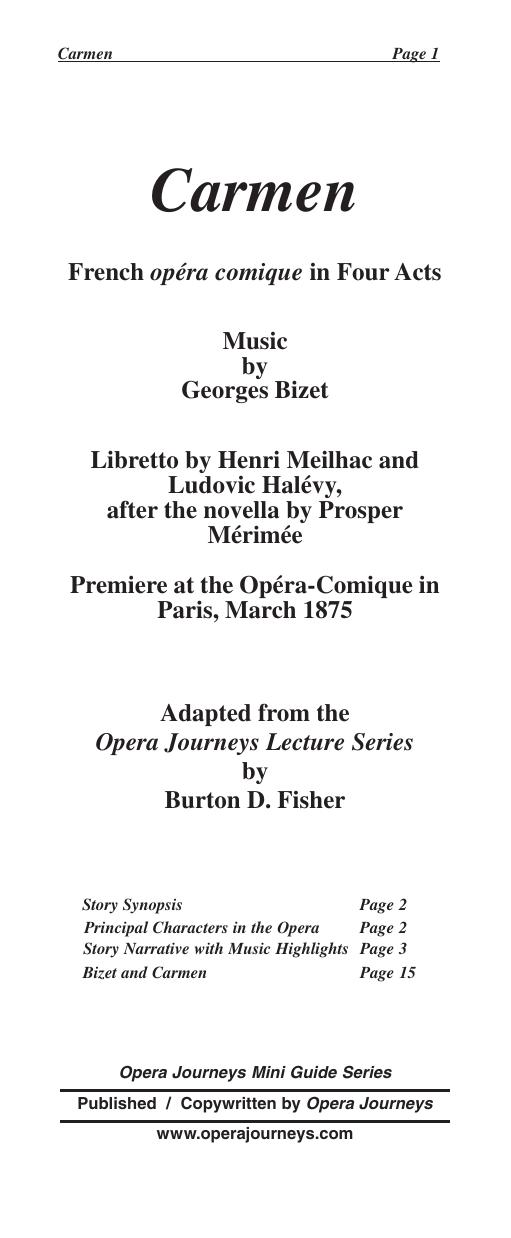 Carmen by The Opera mini guide