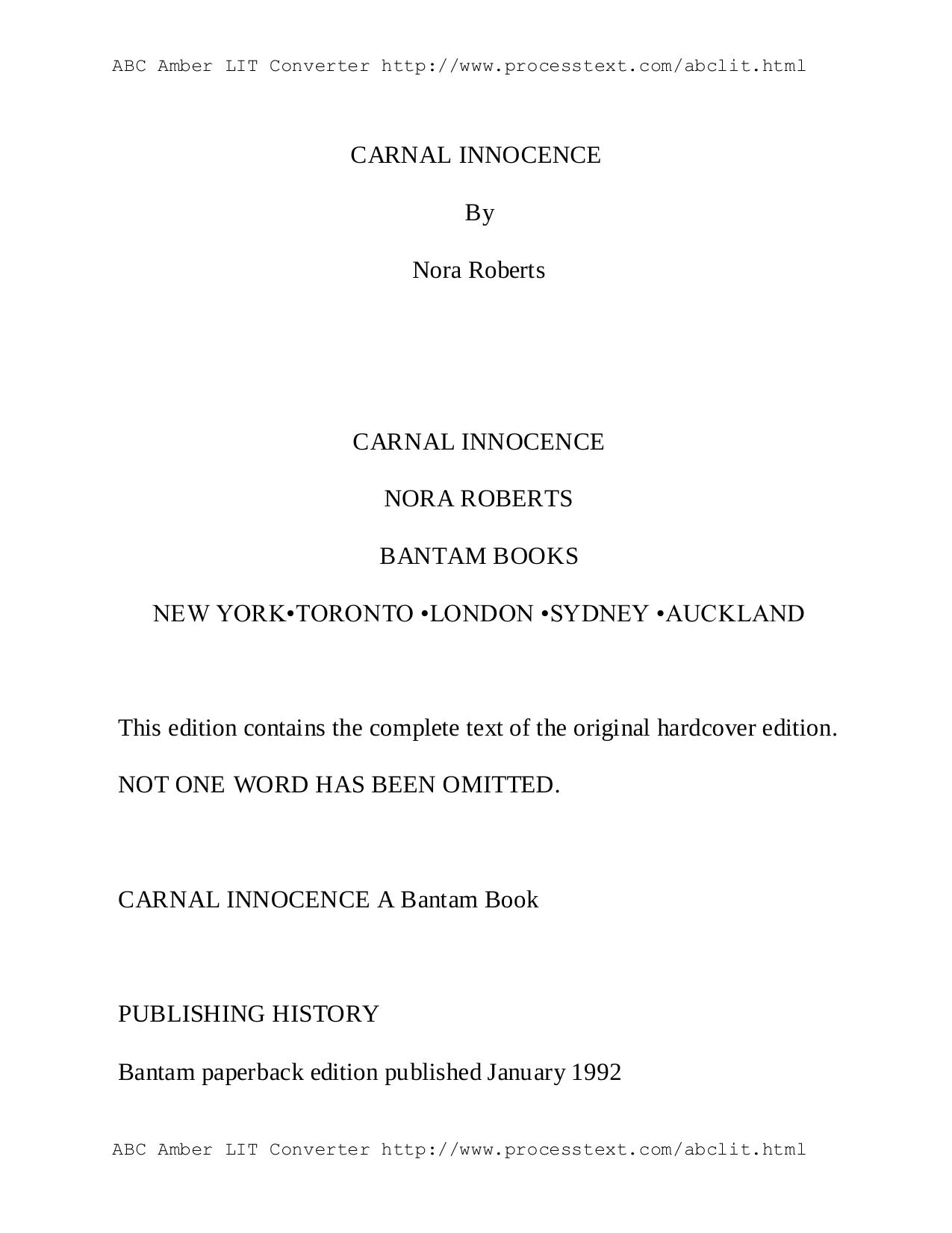 Carnal Innocence-Nora Roberts(1991) by Unknown