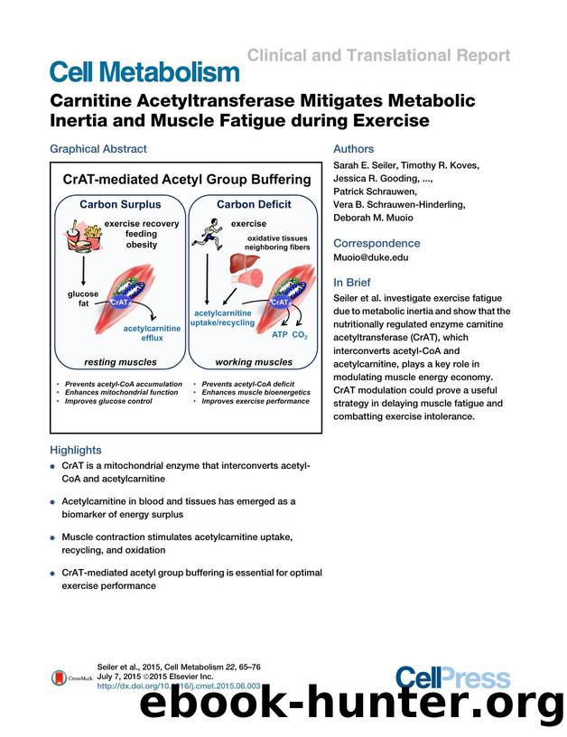 Carnitine Acetyltransferase Mitigates Metabolic Inertia and Muscle Fatigue during Exercise by unknow