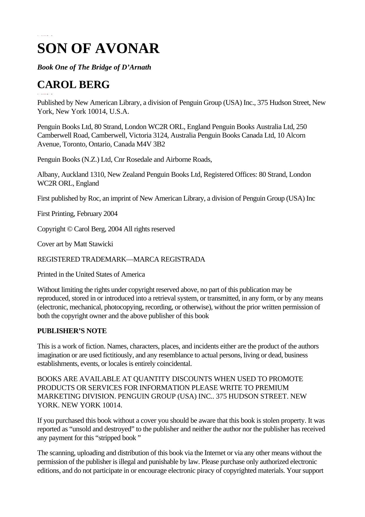 Carol Berg - The Bridge of D'Arnath 1 by Son of Avonar