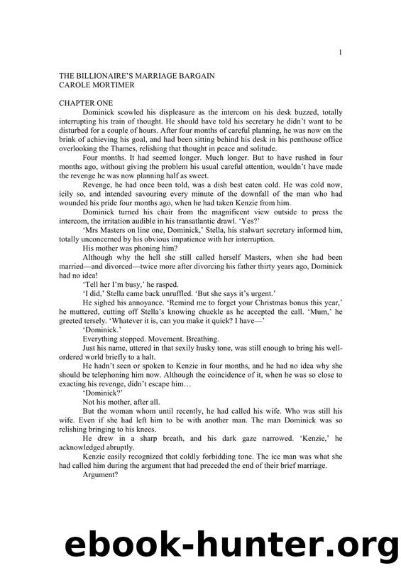 Carole Mortimer - The Billionaire's Marriage Bargain by Anja