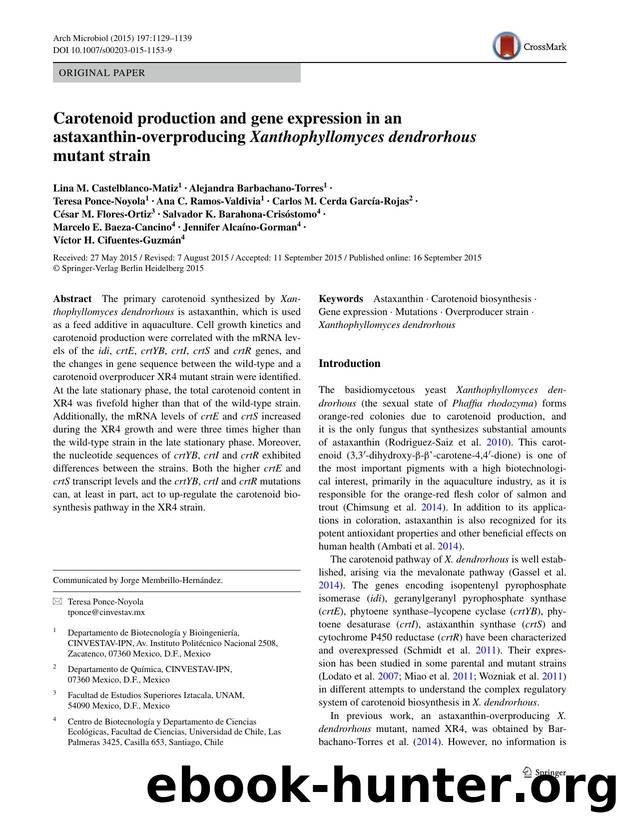 Carotenoid production and gene expression in an astaxanthin-overproducing Xanthophyllomyces dendrorhous mutant strain by unknow