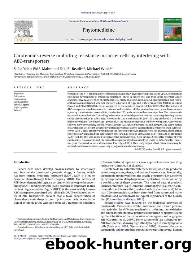Carotenoids reverse multidrug resistance in cancer cells by interfering with ABC-transporters by Safaa Yehia Eid