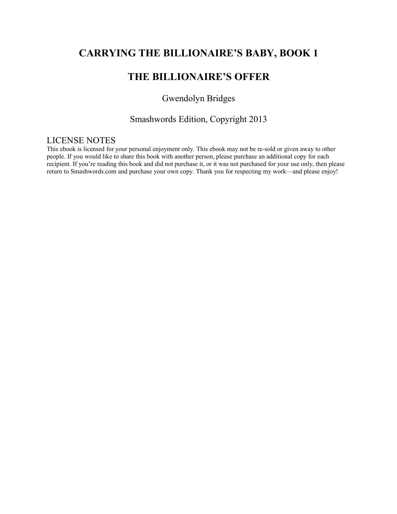 Carrying the Billionaire's Baby by Gwendolyn Bridges
